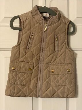 Starting Out Quilted Tan Kids Vest with Gold-Tone Hardware
